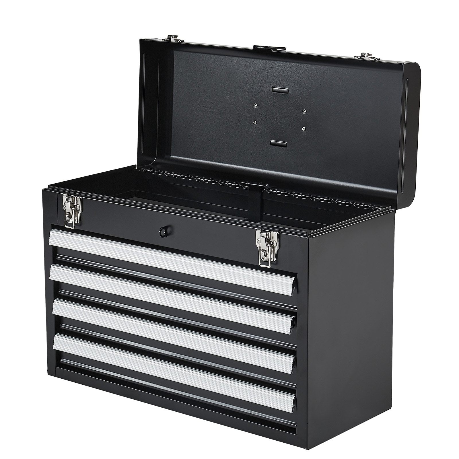 Tool Box 20.5-inch Portable Metal Tool Box With 4 Drawers Tool Organizer Black_voghion.com